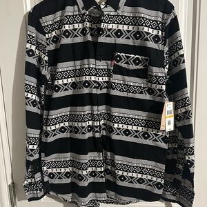 Levi's Black and White Patterned Dress Shirt